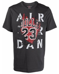 dunkelgraues bedrucktes T-Shirt mit einem Rundhalsausschnitt von Jordan