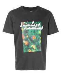 dunkelgraues bedrucktes T-Shirt mit einem Rundhalsausschnitt von Julien David