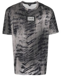 dunkelgraues bedrucktes T-Shirt mit einem Rundhalsausschnitt von Just Cavalli