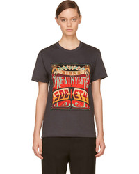 dunkelgraues bedrucktes T-Shirt mit einem Rundhalsausschnitt von Juun.J