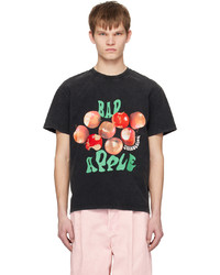 dunkelgraues bedrucktes T-Shirt mit einem Rundhalsausschnitt von JW Anderson