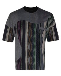 dunkelgraues bedrucktes T-Shirt mit einem Rundhalsausschnitt von Labrum London