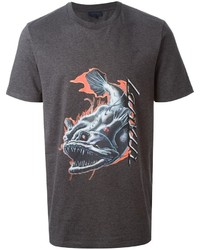 dunkelgraues bedrucktes T-Shirt mit einem Rundhalsausschnitt von Lanvin