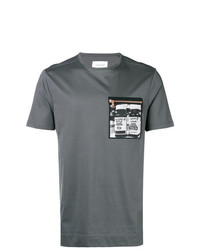 dunkelgraues bedrucktes T-Shirt mit einem Rundhalsausschnitt von Limitato