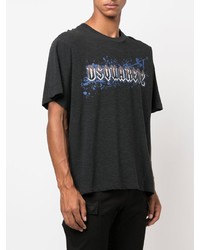 dunkelgraues bedrucktes T-Shirt mit einem Rundhalsausschnitt von DSQUARED2