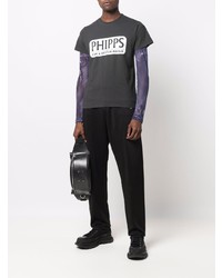 dunkelgraues bedrucktes T-Shirt mit einem Rundhalsausschnitt von Phipps