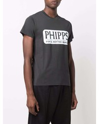 dunkelgraues bedrucktes T-Shirt mit einem Rundhalsausschnitt von Phipps
