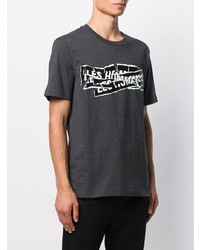 dunkelgraues bedrucktes T-Shirt mit einem Rundhalsausschnitt von Les Hommes