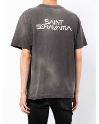 dunkelgraues bedrucktes T-Shirt mit einem Rundhalsausschnitt von SAINT MXXXXXX