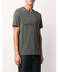 dunkelgraues bedrucktes T-Shirt mit einem Rundhalsausschnitt von Moncler