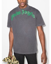 dunkelgraues bedrucktes T-Shirt mit einem Rundhalsausschnitt von Palm Angels