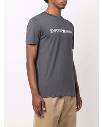 dunkelgraues bedrucktes T-Shirt mit einem Rundhalsausschnitt von Emporio Armani