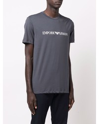 dunkelgraues bedrucktes T-Shirt mit einem Rundhalsausschnitt von Emporio Armani