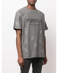 dunkelgraues bedrucktes T-Shirt mit einem Rundhalsausschnitt von purple brand