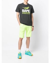 dunkelgraues bedrucktes T-Shirt mit einem Rundhalsausschnitt von A Bathing Ape