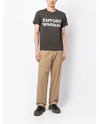 dunkelgraues bedrucktes T-Shirt mit einem Rundhalsausschnitt von Emporio Armani