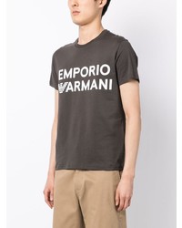 dunkelgraues bedrucktes T-Shirt mit einem Rundhalsausschnitt von Emporio Armani