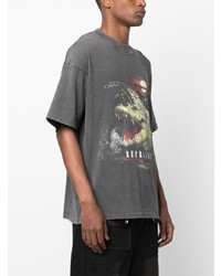 dunkelgraues bedrucktes T-Shirt mit einem Rundhalsausschnitt von Represent