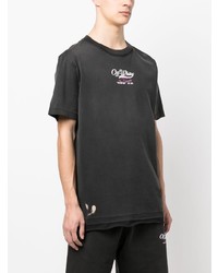 dunkelgraues bedrucktes T-Shirt mit einem Rundhalsausschnitt von Off-White