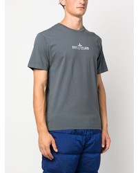 dunkelgraues bedrucktes T-Shirt mit einem Rundhalsausschnitt von Stone Island