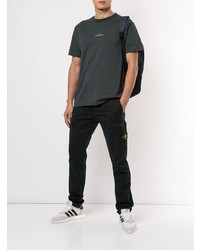 dunkelgraues bedrucktes T-Shirt mit einem Rundhalsausschnitt von Stone Island