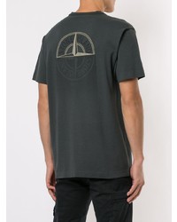 dunkelgraues bedrucktes T-Shirt mit einem Rundhalsausschnitt von Stone Island