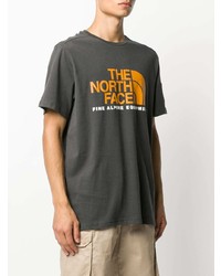 dunkelgraues bedrucktes T-Shirt mit einem Rundhalsausschnitt von The North Face