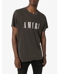 dunkelgraues bedrucktes T-Shirt mit einem Rundhalsausschnitt von Amiri