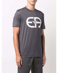 dunkelgraues bedrucktes T-Shirt mit einem Rundhalsausschnitt von Emporio Armani