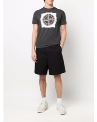 dunkelgraues bedrucktes T-Shirt mit einem Rundhalsausschnitt von Stone Island