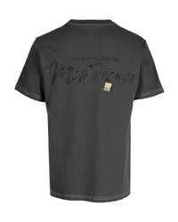 dunkelgraues bedrucktes T-Shirt mit einem Rundhalsausschnitt von Musium Div.