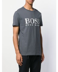 dunkelgraues bedrucktes T-Shirt mit einem Rundhalsausschnitt von BOSS HUGO BOSS