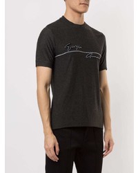 dunkelgraues bedrucktes T-Shirt mit einem Rundhalsausschnitt von Giorgio Armani