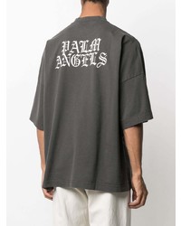 dunkelgraues bedrucktes T-Shirt mit einem Rundhalsausschnitt von Palm Angels