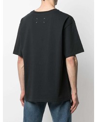 dunkelgraues bedrucktes T-Shirt mit einem Rundhalsausschnitt von Maison Margiela