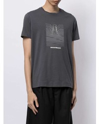 dunkelgraues bedrucktes T-Shirt mit einem Rundhalsausschnitt von Emporio Armani