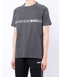 dunkelgraues bedrucktes T-Shirt mit einem Rundhalsausschnitt von BOSS