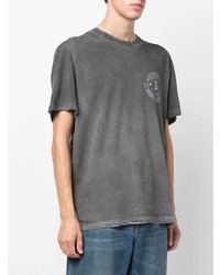 dunkelgraues bedrucktes T-Shirt mit einem Rundhalsausschnitt von Golden Goose