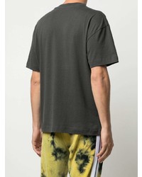 dunkelgraues bedrucktes T-Shirt mit einem Rundhalsausschnitt von Palm Angels