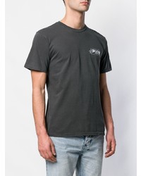 dunkelgraues bedrucktes T-Shirt mit einem Rundhalsausschnitt von Stussy