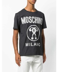 dunkelgraues bedrucktes T-Shirt mit einem Rundhalsausschnitt von Love Moschino