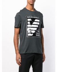 dunkelgraues bedrucktes T-Shirt mit einem Rundhalsausschnitt von Emporio Armani