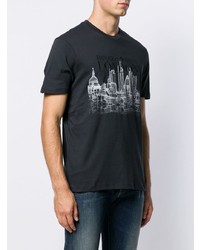 dunkelgraues bedrucktes T-Shirt mit einem Rundhalsausschnitt von Emporio Armani