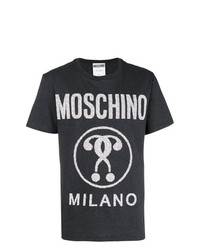 dunkelgraues bedrucktes T-Shirt mit einem Rundhalsausschnitt von Love Moschino