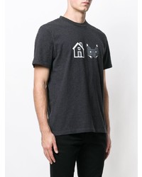 dunkelgraues bedrucktes T-Shirt mit einem Rundhalsausschnitt von MAISON KITSUNÉ