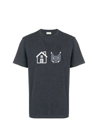 dunkelgraues bedrucktes T-Shirt mit einem Rundhalsausschnitt von MAISON KITSUNÉ