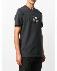 dunkelgraues bedrucktes T-Shirt mit einem Rundhalsausschnitt von CP Company