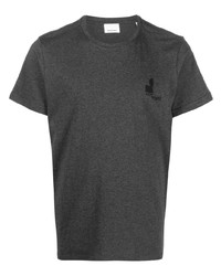 dunkelgraues bedrucktes T-Shirt mit einem Rundhalsausschnitt von MARANT