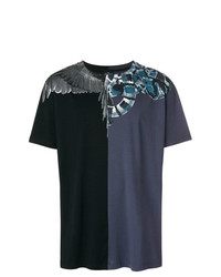 dunkelgraues bedrucktes T-Shirt mit einem Rundhalsausschnitt von Marcelo Burlon County of Milan