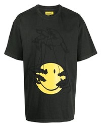 dunkelgraues bedrucktes T-Shirt mit einem Rundhalsausschnitt von MARKET